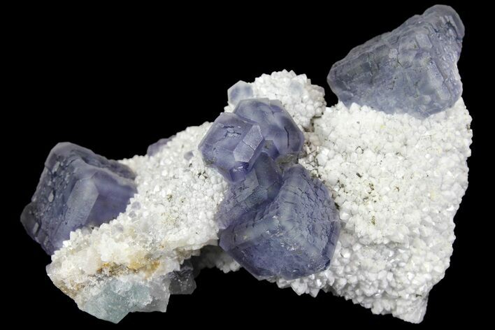 Multicolored Fluorite Crystals on Quartz - China #149744